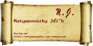 Matyasovszky Jób névjegykártya